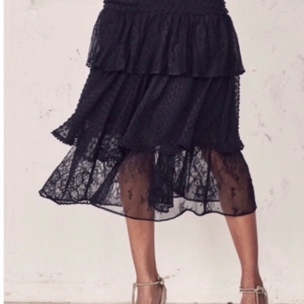 NWT!  LoveShackFancy Diane Lace Maxi Ruffled Skirt - XS